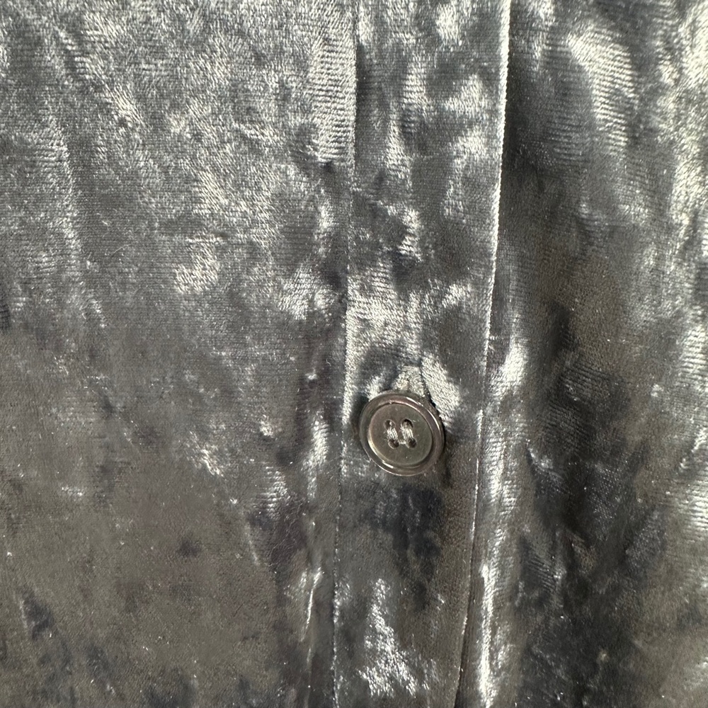 & Other Stories Sz Large Crushed Velvet Velour Button Up Shirt Top Slate Blue - Picture 4 of 7